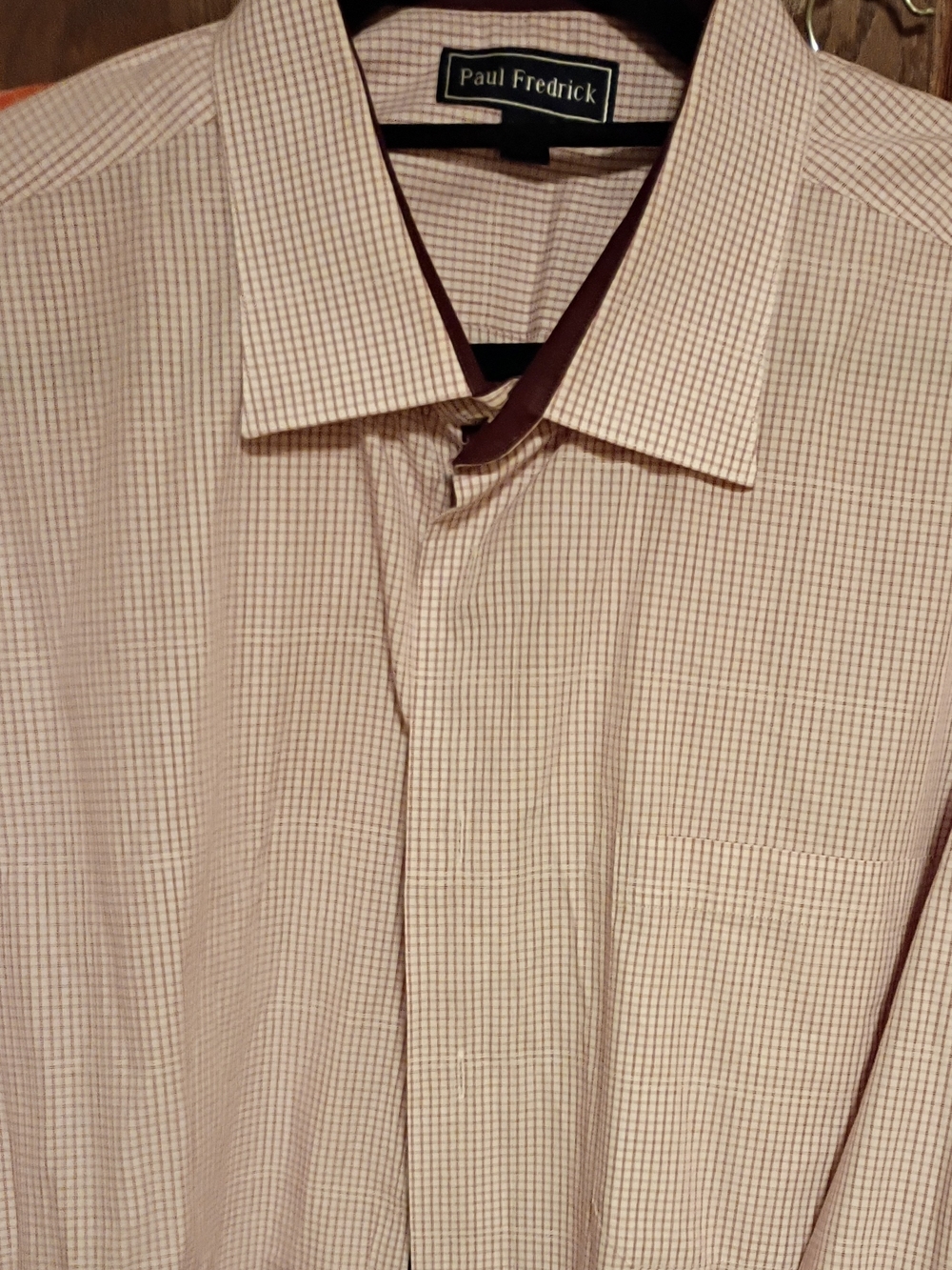 Paul Fredrick Men's Light Pink Micro-Check Dress Shirt